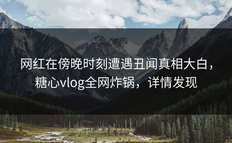 网红在傍晚时刻遭遇丑闻真相大白，糖心vlog全网炸锅，详情发现