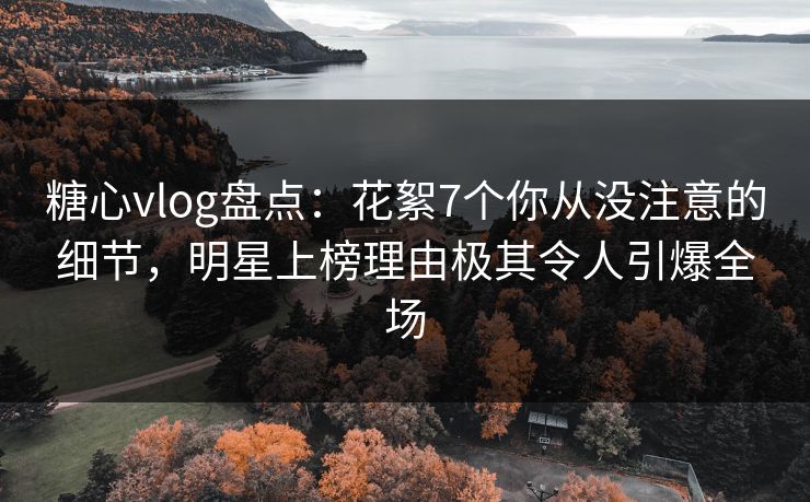 糖心vlog盘点：花絮7个你从没注意的细节，明星上榜理由极其令人引爆全场  第1张