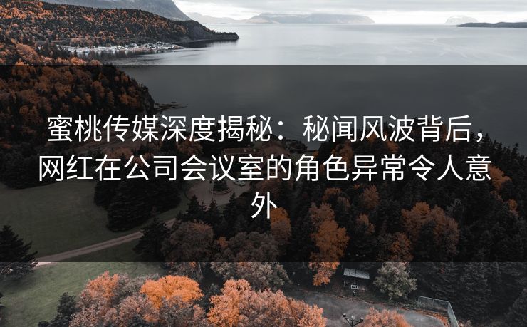 蜜桃传媒深度揭秘:秘闻风波背后,网红在公司会议室的角色异常令人意外 蜜桃传媒深度揭秘:秘闻风波背后,网红在公司会议室的角色异常令人意外