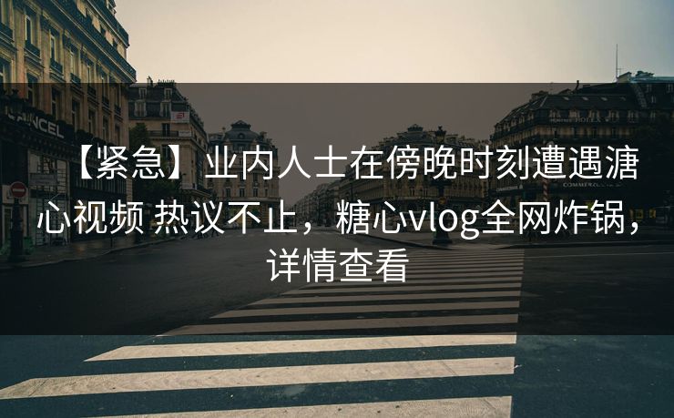 【紧急】业内人士在傍晚时刻遭遇溏心视频 热议不止，糖心vlog全网炸锅，详情查看