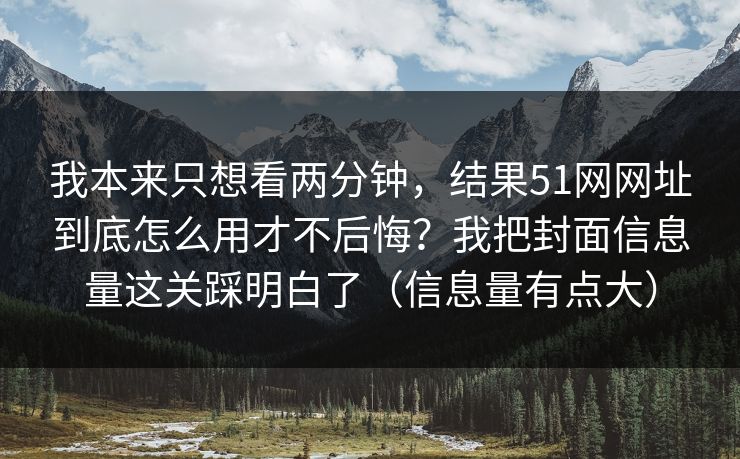 我本来只想看两分钟，结果51网网址到底怎么用才不后悔？我把封面信息量这关踩明白了（信息量有点大）  第1张